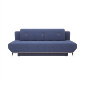 Villads sovesofa m/ magasin - Blå stof - Sovemål: 150 x 200 cm.